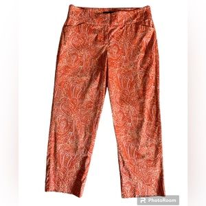 Talbots Paisley design orange crop pants. Curvy. Size 4.